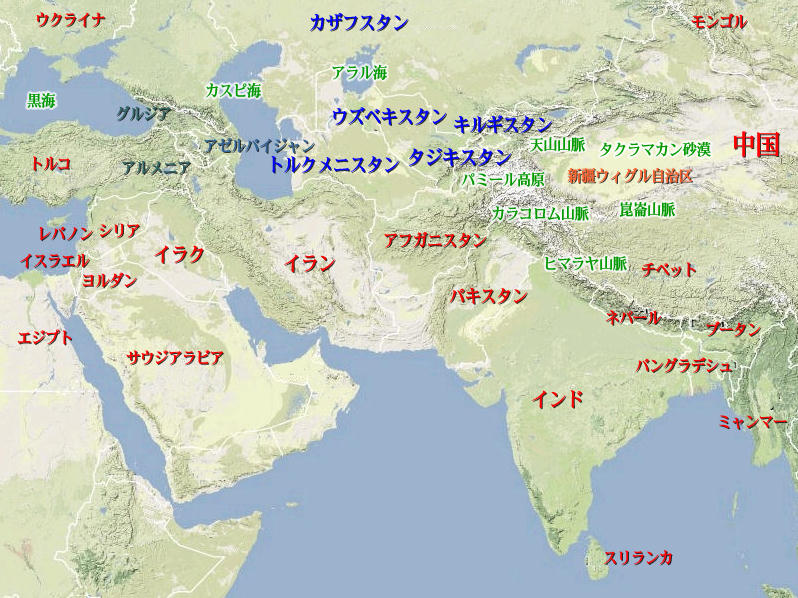 中央アジア詳細図